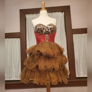 Leopard Sequin Layered Skirt Shortie